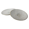 Benzara Round Metal Plate with Hammered Details,Set of 2 ,White and Champagne Gold