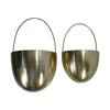 Benzara Oval Shape Metal Wall Planter with Attached Hanger, Set of 2, Gold