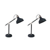Benzara Metal Task Lamps with Dome Shape Shade and Circular Base, Set of 2, Black