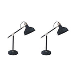 Benzara Metal Task Lamps with Dome Shape Shade and Circular Base, Set of 2, Black