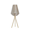 Benzara Table Lamp with Cage Design Shade and Tripod Legs, Gold and Taupe Brown
