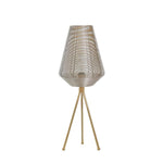 Benzara Table Lamp with Cage Design Shade and Tripod Legs, Gold and Taupe Brown