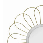 Benzara Metal Wall Decor with Round Mirror and Overlapped Flower Petals, Gold