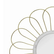 Benzara Metal Wall Decor with Round Mirror and Overlapped Flower Petals, Gold
