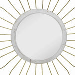Benzara Metal Wall Decor with Round Mirror and Overlapped Flower Petals, Gold