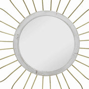 Benzara Metal Wall Decor with Round Mirror and Overlapped Flower Petals, Gold
