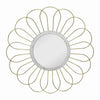 Benzara Metal Wall Decor with Round Mirror and Overlapped Flower Petals, Gold