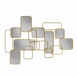 Benzara Rectangular Shaped Metal Mirrored Wall Decor with Curved Edges, Gold