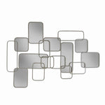 Benzara Rectangular Shaped Metal Mirrored Wall Decor with Curved Edges, Silver