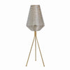 Benzara 41 Inch Table Lamp with Cage Design Shade and Tripod Legs, Gold and Brown