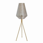 Benzara 41 Inch Table Lamp with Cage Design Shade and Tripod Legs, Gold and Brown