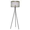 Benzara Metal Table Lamp with Cage Design Shade and Tripod Legs, Black