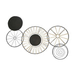 Benzara Circular 5 Piece Metal Wall Decor with Wheel and Plate Design, Black