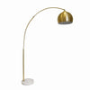 Benzara Metal Arch Design Floor Lamp with Round Marble Base, Gold