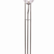 Benzara Metal Floor Lamp with 3 Bulb Design Lights and Tier Base, Silver