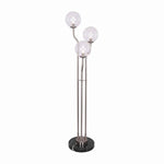 Benzara Metal Floor Lamp with 3 Bulb Design Lights and Tier Base, Silver