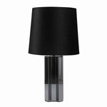 Benzara Mirror Geometric Design Table Lamp with Tapered Drum Shade, Black