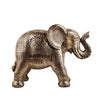 Benzara Polyresin Standing Elephant Accent Figurine with Textured Details, Gold