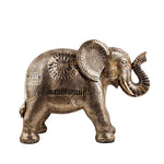 Benzara Polyresin Standing Elephant Accent Figurine with Textured Details, Gold