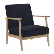 Benzara Fabric Upholstered Modern Accent Chair with Wooden Frame, Black and Brown
