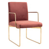 Benzara Fabric Upholstered Dining Chair with Metal SLed Base, Gold and Copper