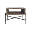 Benzara Open Concrete Top End Table with Tubular Metal Base, Black and Gray