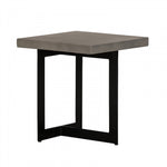Benzara Square Top Concrete End Table with Metal Base, Black and Gray