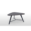 Benzara Faux Concrete Triangular Coffee Table with Metal Base, Small,Black and Gray