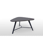 Benzara Faux Concrete Triangular Coffee Table with Metal Base, Small,Black and Gray