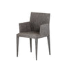 Benzara Fabric Upholstered Dining Chair with Tapered Legs and Panel Arms, Gray