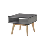 Benzara Dual Tone Wooden Square End Table with AngLed Wooden Legs, Brown and Gray