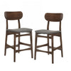 Benzara Fabric Upholstered Wooden Frame Modern Barstool, Set of 2, Brown and Gray