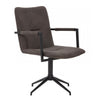 Benzara Fabric Upholstered Dining Chair with Swivel Base, Gray and Black