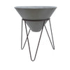 Benzara Modern Cone Shaped Concrete Planter with Metal Stand, Large, Gray and Black