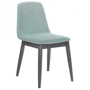 Benzara Fabric Upholstered Dining Chair with Round Legs, Set of 2, Blue and Gray