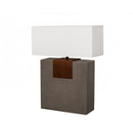 Benzara Concrete Rectangular Table Lamp with Metal Accent, Gray and White