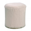 Benzara Faux Fur Upholstered Ottoman with Steel Base, White and Gold