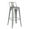 Benzara Modern Metal Counter Height Square Stool with Angular Legs, Set of 2, Gray