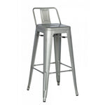 Benzara Modern Metal Counter Height Square Stool with Angular Legs, Set of 2, Gray