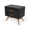 Benzara 2 Drawer Wooden Nightstand with Metal Handles and Legs, Dark Brown and Gold