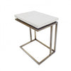 Benzara Contemporary Cement Top End Table with Metal Base, White and Antique Silver