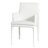 Benzara Leatherette Dining Chair with Tapered Legs and Panel Arms, White