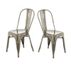 Benzara Contemporary Metal Dining Chair with Open Curved Backrest, Set of 2, Gray