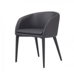 Benzara Contemporary Leatherette Dining Chair with Curved Backrest, Black