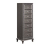 Benzara Wooden Chest with Faux Crystal Inlays and 7 Spacious Drawers, Pewter Gray