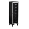 Benzara Modern Style Wooden Chest with Mock Croc Panels, Black