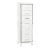 Benzara Modern Style Wooden Chest with Mock Croc Panels, White