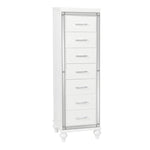 Benzara Modern Style Wooden Chest with Mock Croc Panels, White