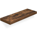 Benzara BM221268 23.6" Wooden Floating Shelf with Metal Bracket, Rustic Brown