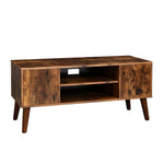 Benzara BM221270 Retro Style TV Stand with 2 Door Cabinets and 1 Shelf, Rustic Brown